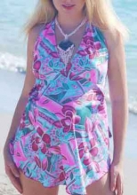 Fuscia Floral Two Piece Maternity Bathing Suit