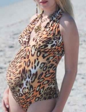 Maternity Swimsuit Sunset Leopard Print